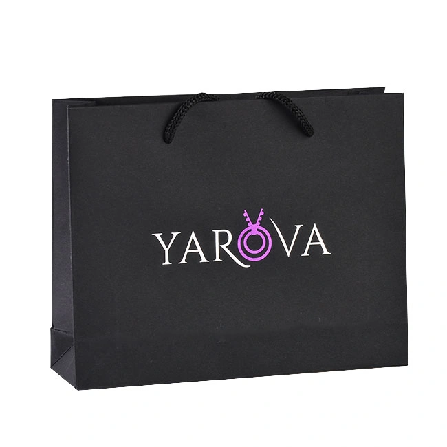 Printed Black Paper Packaging Luxury Shopping Gift Bag with Handle