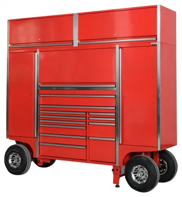 Customized Steel Drawers & Wheels Pit Cart Tool Trolley Tool Box for Outdoor